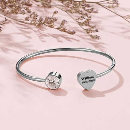 Personalized Custom Memorial Text Heart Birthstone Bracelet
