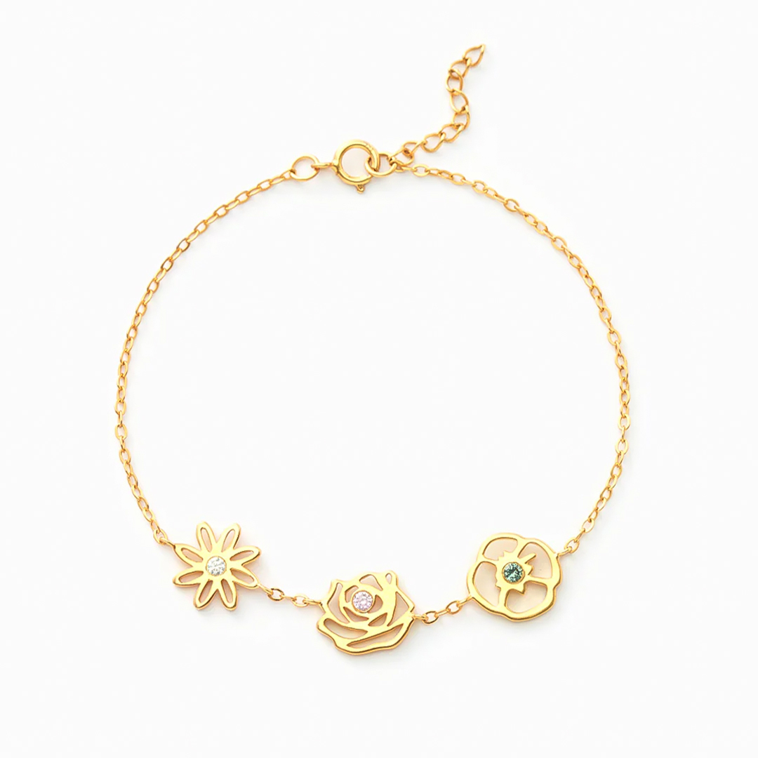 For Grandma - Grandma's Garden Custom Birth Flowers Bracelet