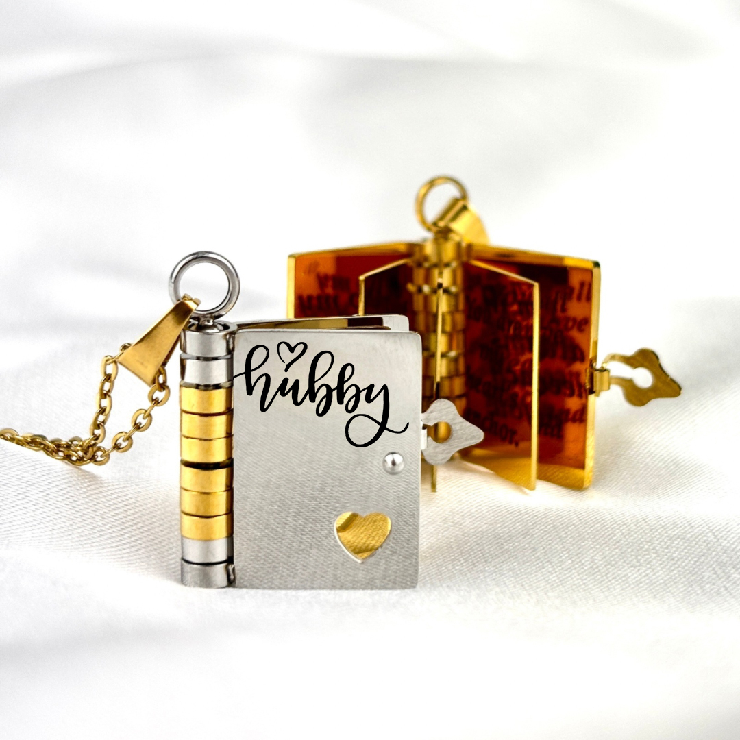 My Husband Book Necklace