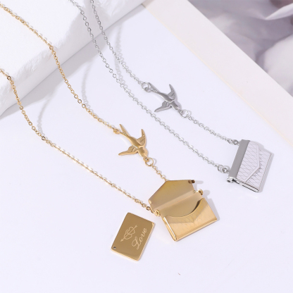 Customized Message Swallow Envelope Necklace