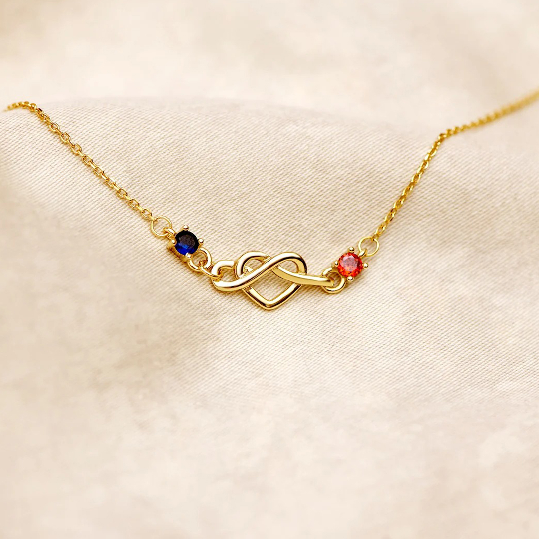 Mother and daughter 1-8 heart with birthstones Bracelet