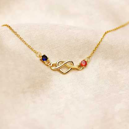 Mother and daughter 1-8 heart with birthstones Bracelet