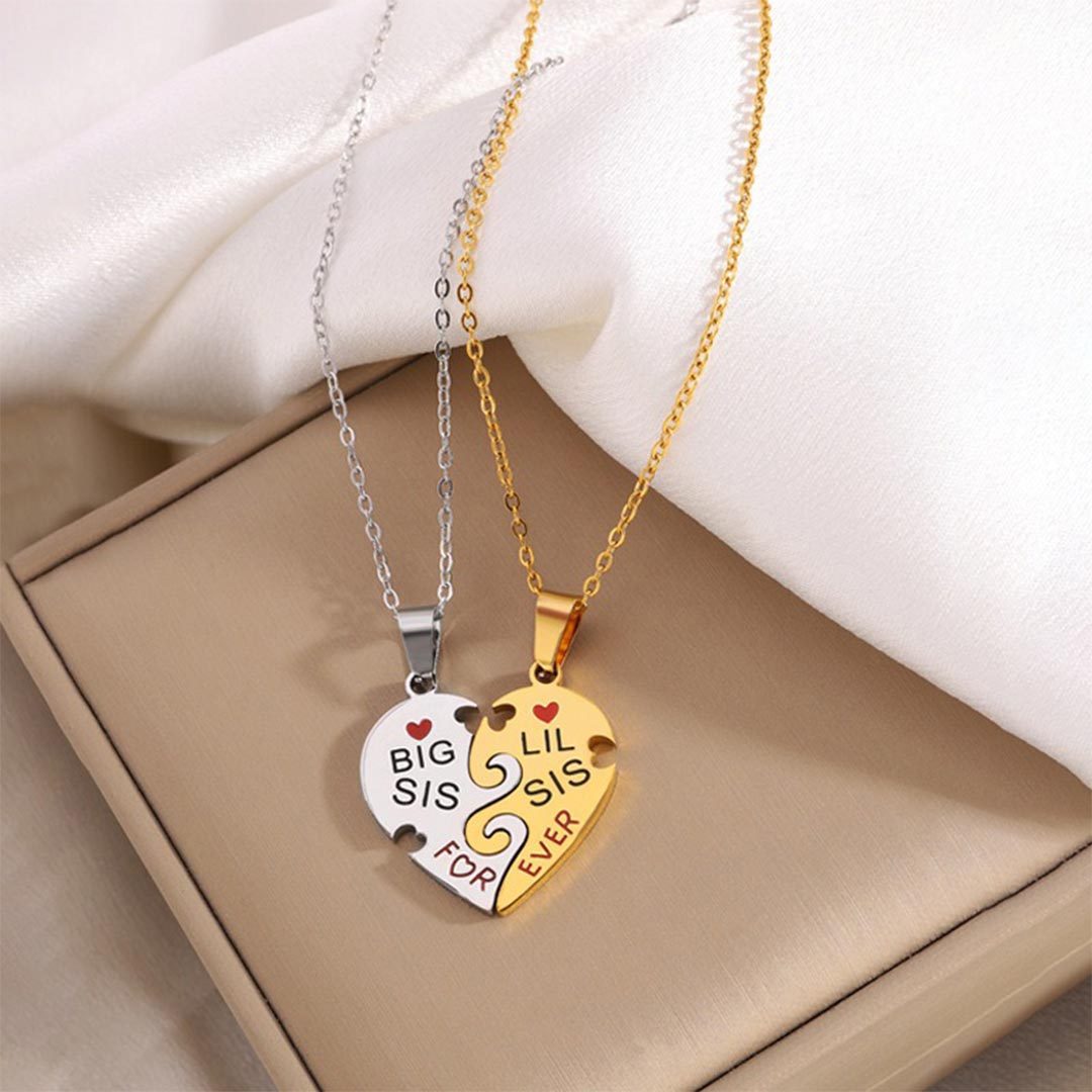 For Sisters- Big Sister And Little Sister Their Hearts As One Necklace