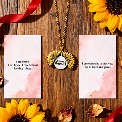 Inspirational Sunflower Necklace-YOU ARE A BADASS ❤️