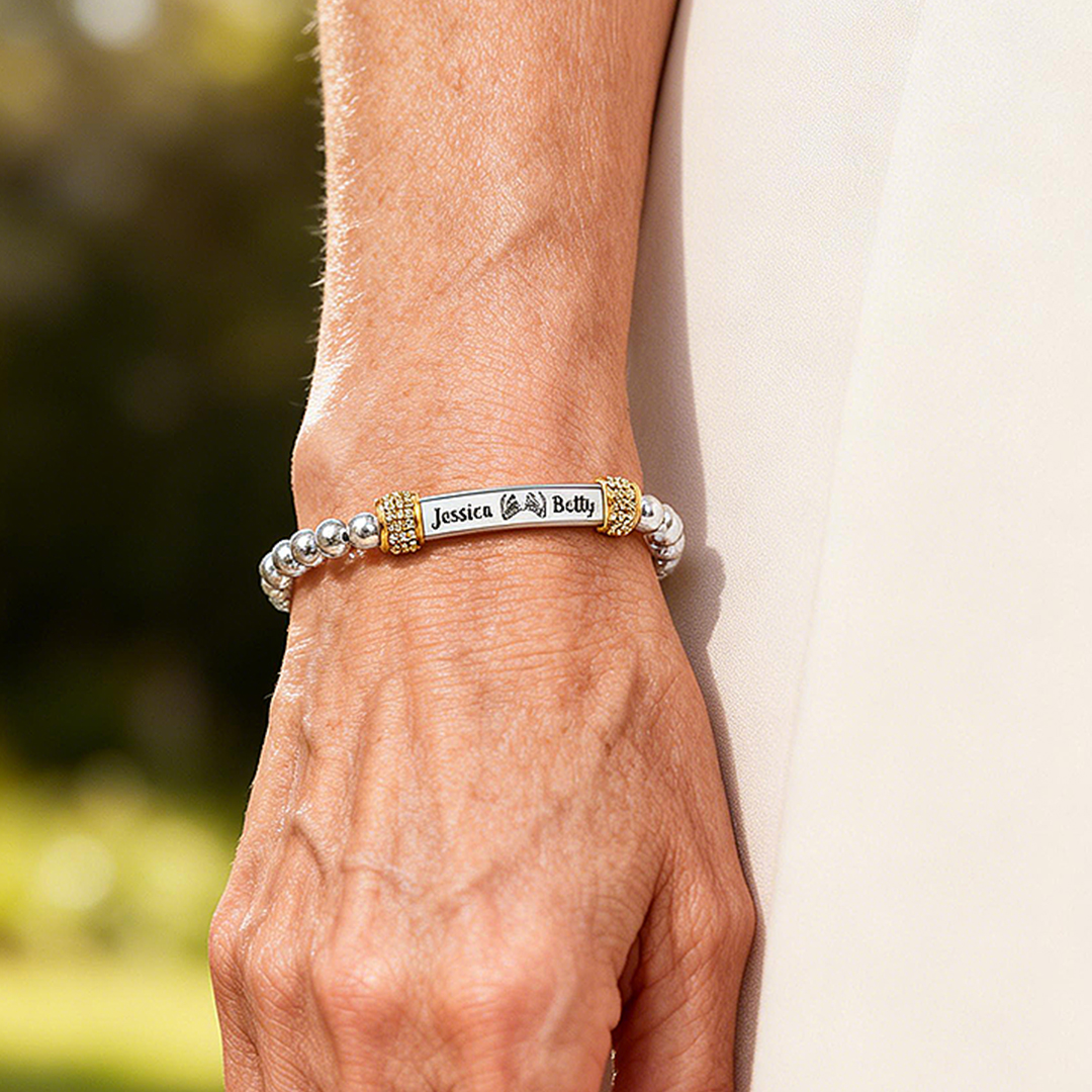 For Friend -  We're Best Bitches Until We Die Customized Name Diamond Bead Bracelet
