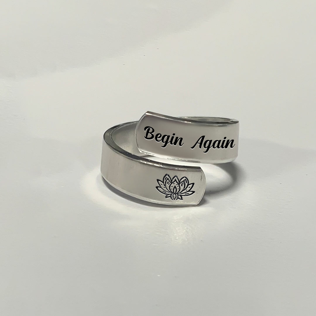 Fuck It and Begin Again Open Lotus Ring