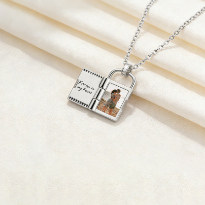 For Love - Customized Photo Love Lock Book Necklace