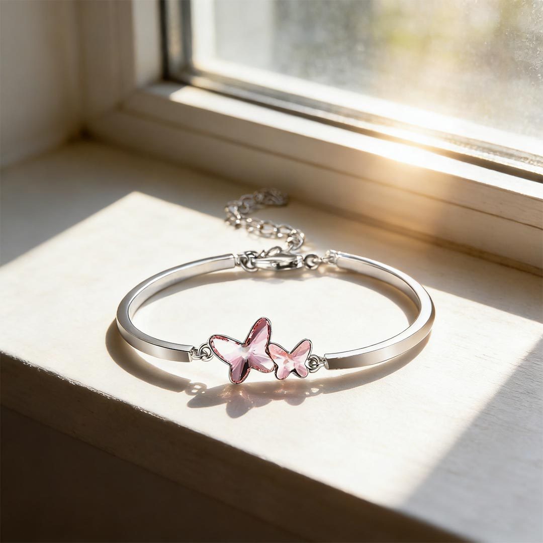 Fuck It and Begin Again Blue Butterfly Crystal Bracelet