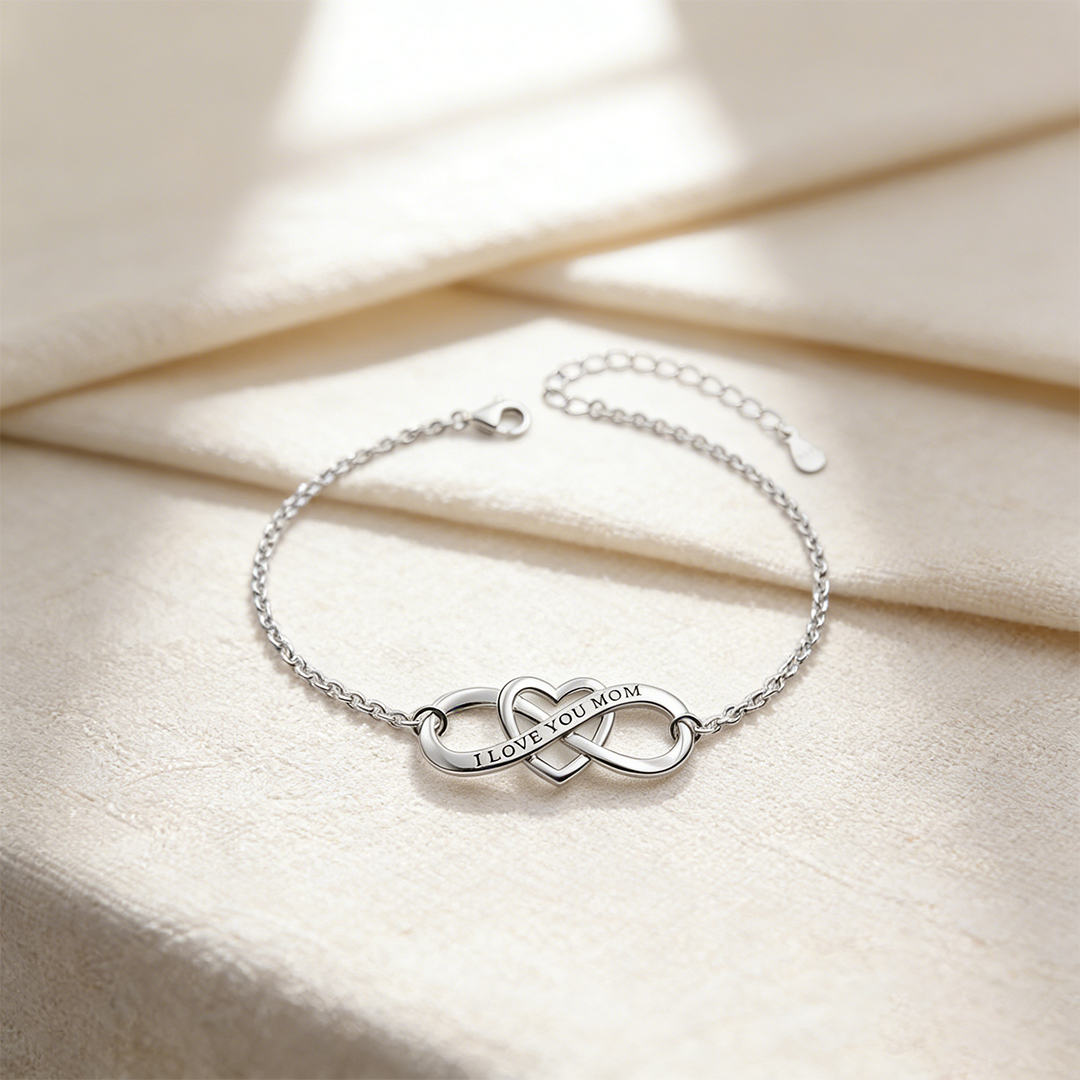 I Love You Mom Heart Knot Bracelet