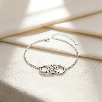 I Love You Mom Heart Knot Bracelet