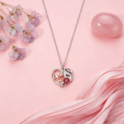 Custom Mother's Birthstone Heart Necklace