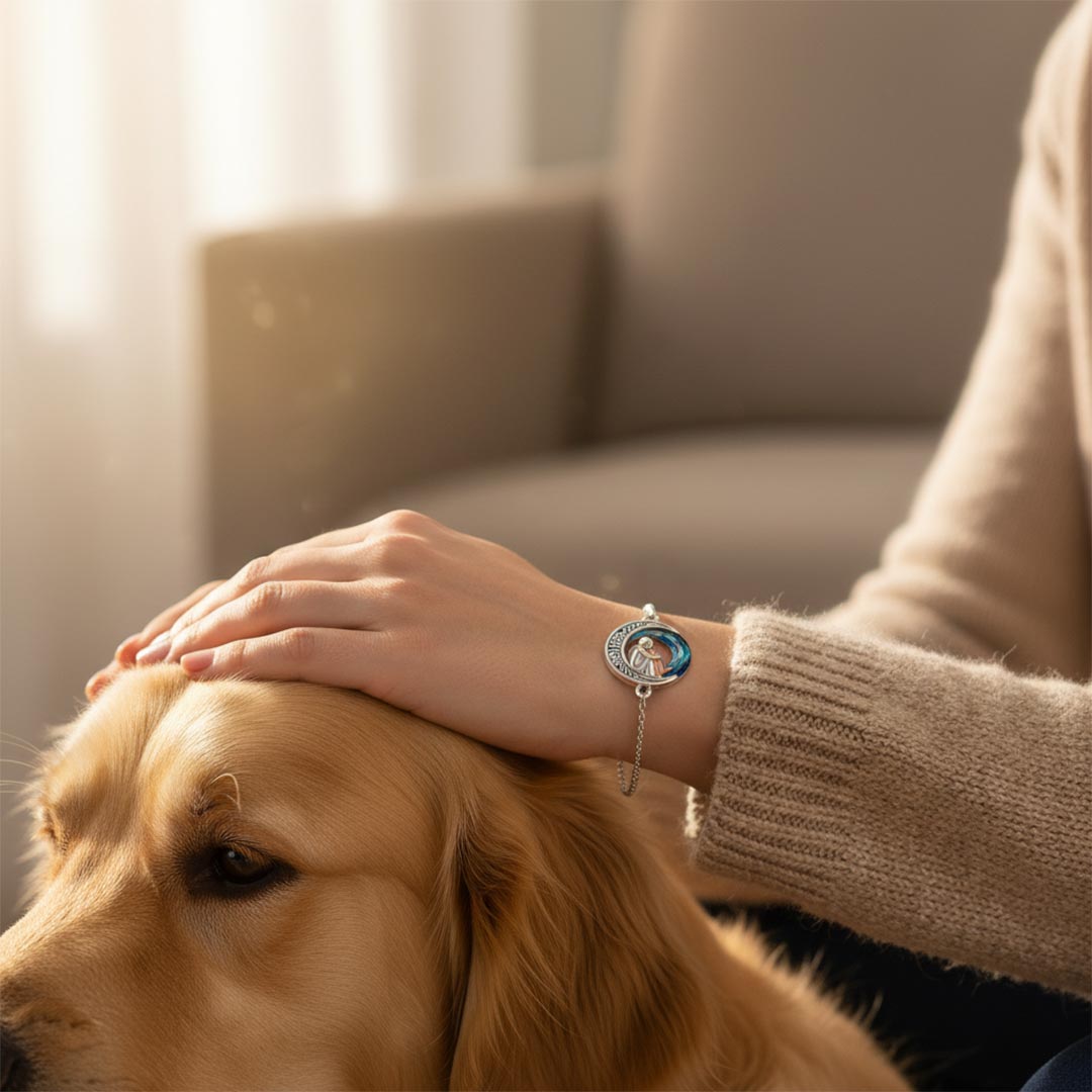 A Girl And Her Dog Circle Crystal Bracelet
