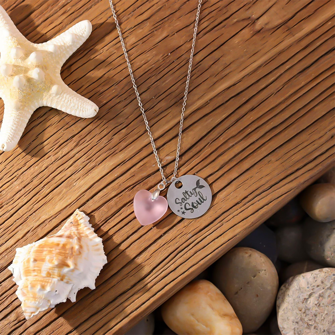 Salty Soul Sister Sea Glass Heart Necklace