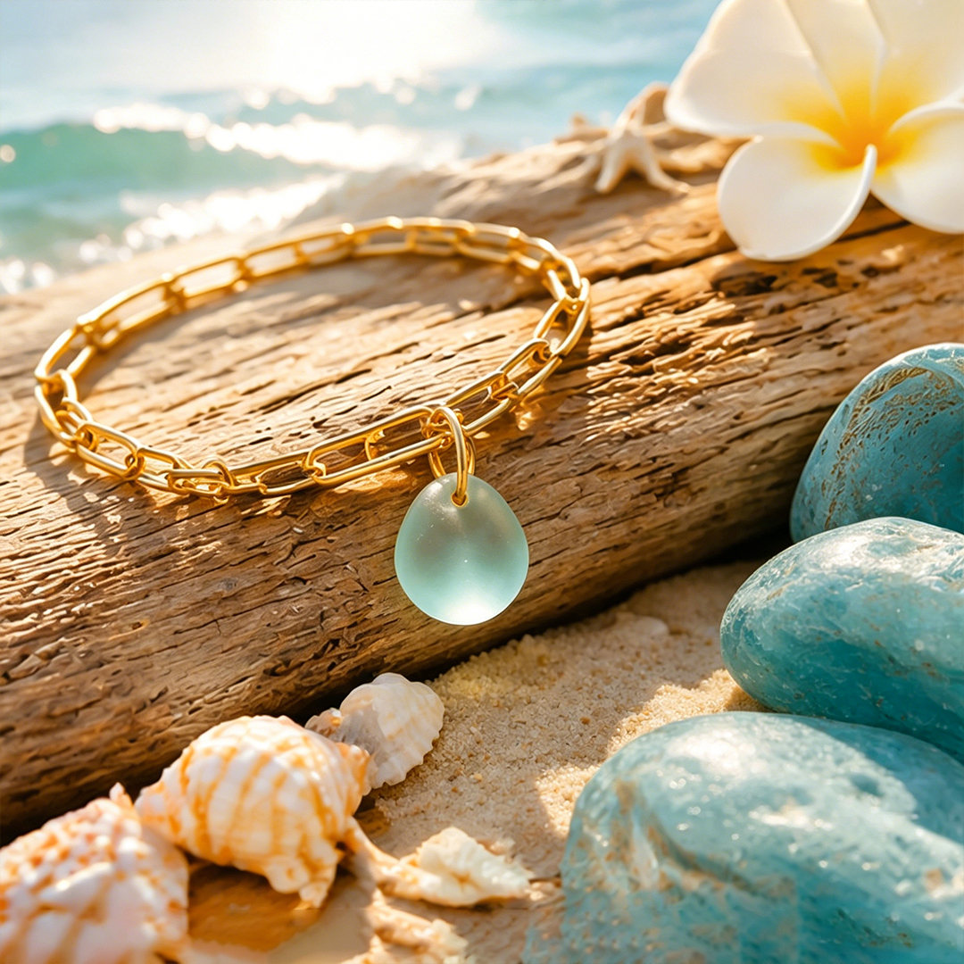Salty Soul Sister Sea Glass Chain Bracelet
