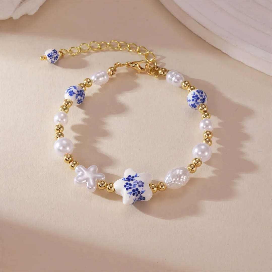 Sisters Are Like Stars Blue and White Porcelain Star Bracelet