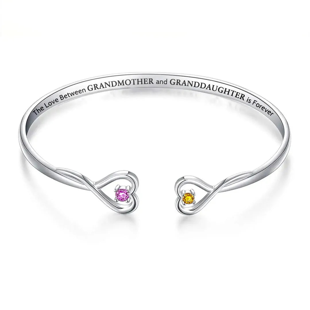 For Grandmother And Granddaughter - Love Forever Birthstone Heart Bracelet