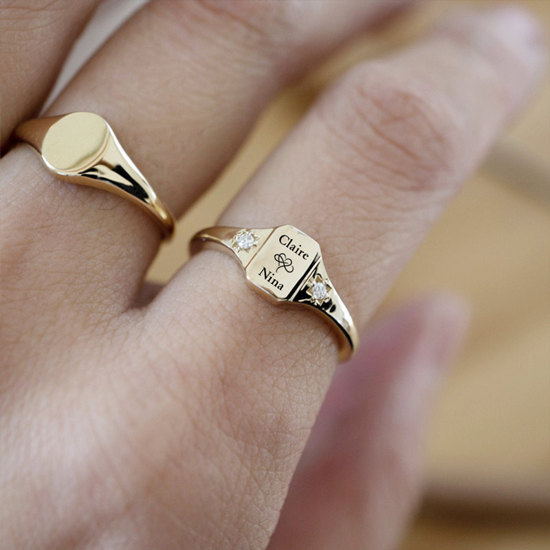 S925 Mother & Daughter Forever Linked Forever Loved Name Custom Ring