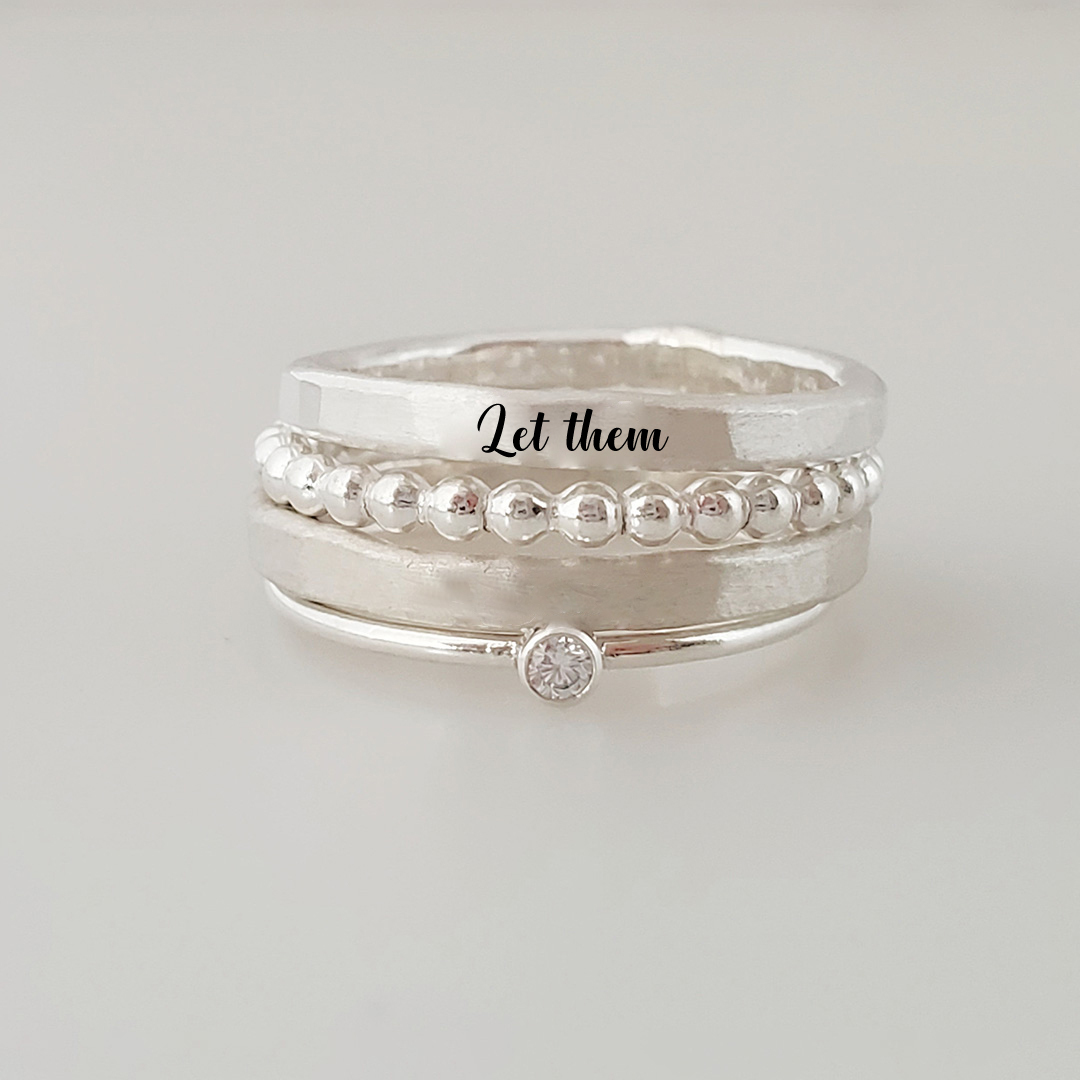 S925 Let Them Stacked Ring - 4 Rings Set