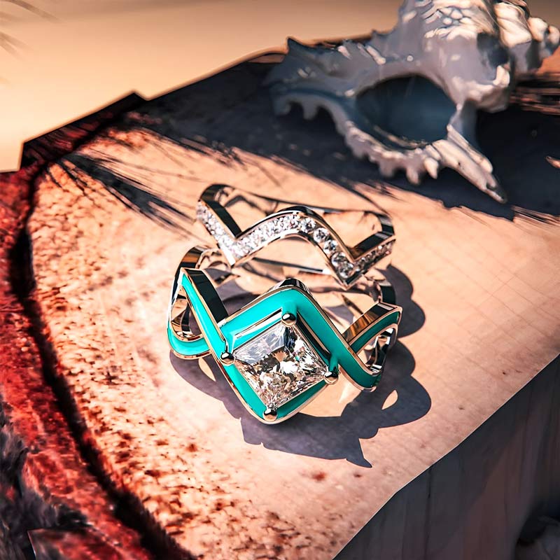 S925 Turquoise Ocean Wave Ring