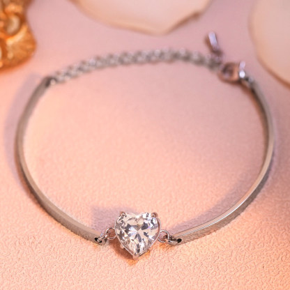 For Daughter - I’ll Always Be With You Diamond Heart Bracelet