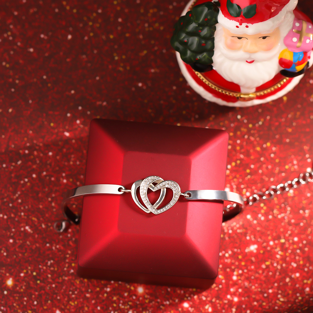 Father & Daughter Forever Linked Together Double Heart Bracelet