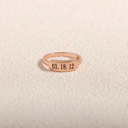 Custom Special Date Delicate Dainty Bar Ring