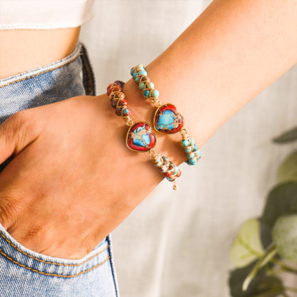 For Daughter - We Are Forever Linked Together Heart Beads Bracelet