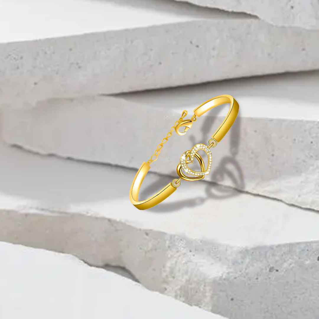 For Bonus Daughter - Double Heart Three-section Bracelet