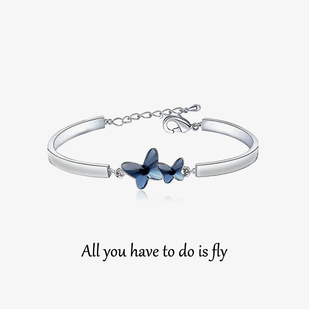 All You Have To Do Is Fly Blue Butterfly Crystal Bracelet