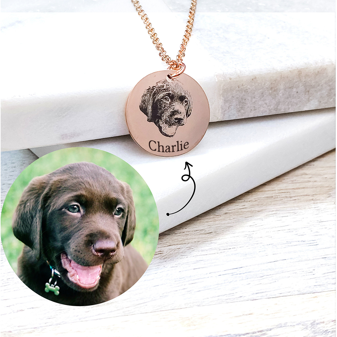 Custom Pet Face Portrait Necklace
