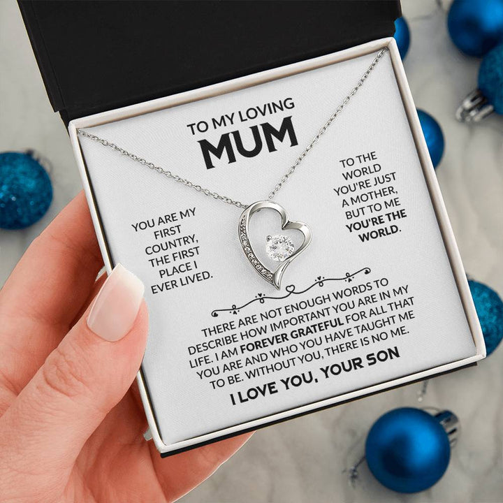 For Mother - You Are The World To Me Heart With Diamond Necklace