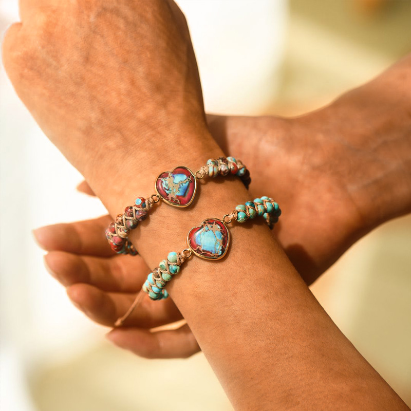 For Daughter - We Are Forever Linked Together Heart Beads Bracelet