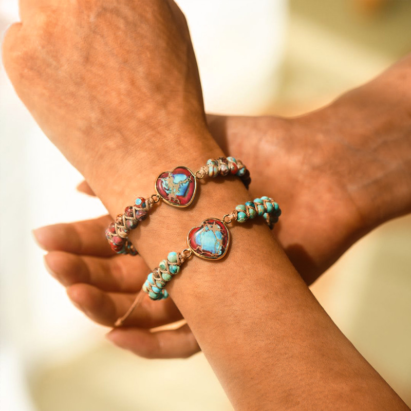 For Daughter - We Are Forever Linked Together Heart Beads Bracelet