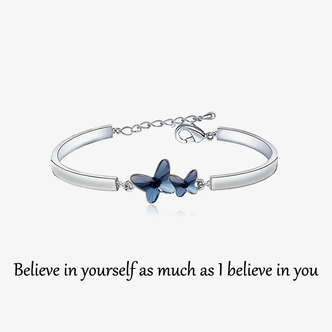 For Granddaughter- Love You Forever & Always Blue Butterfly Crystal Bracelet