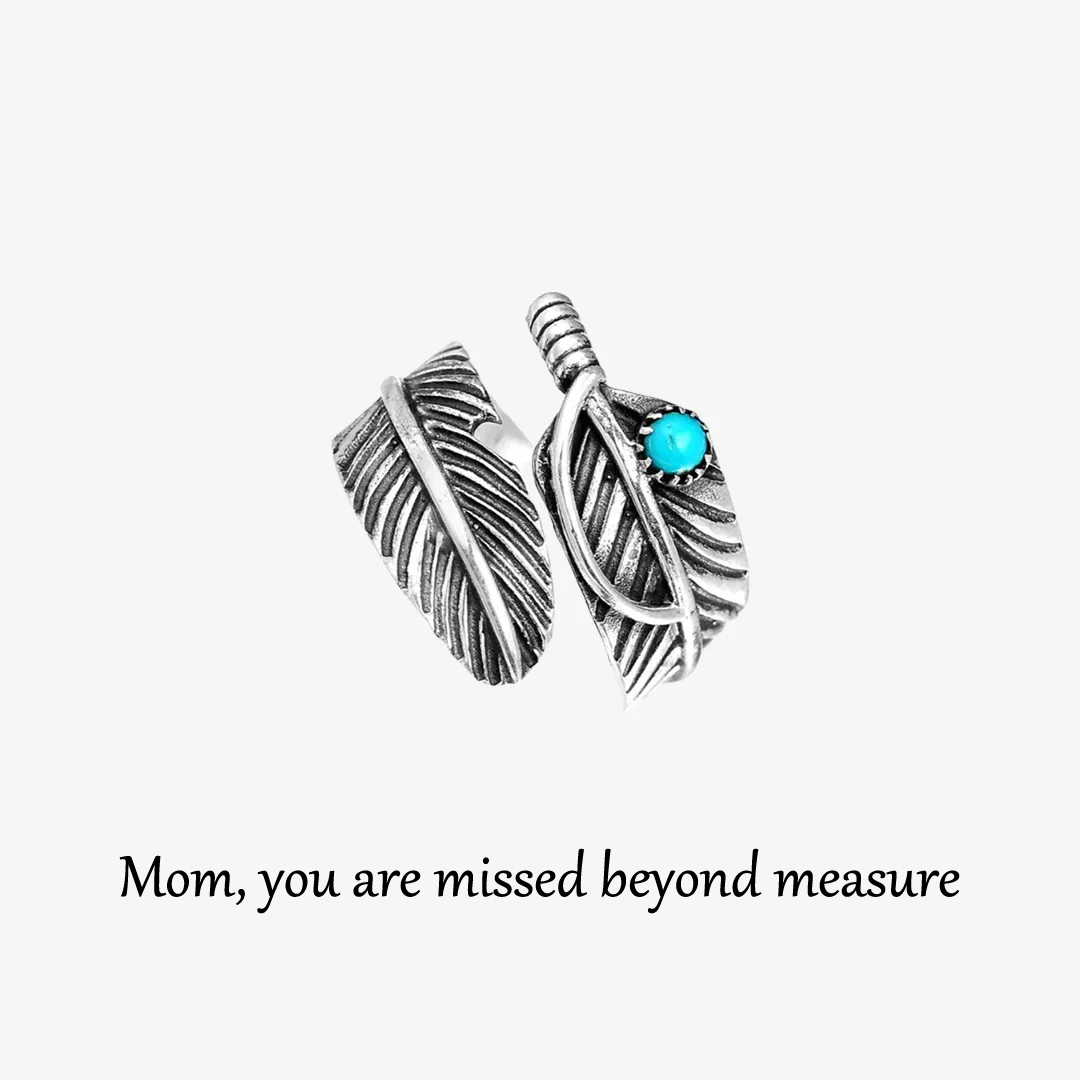 For Memorial- I Will Always Love You Feather Turquoise Ring