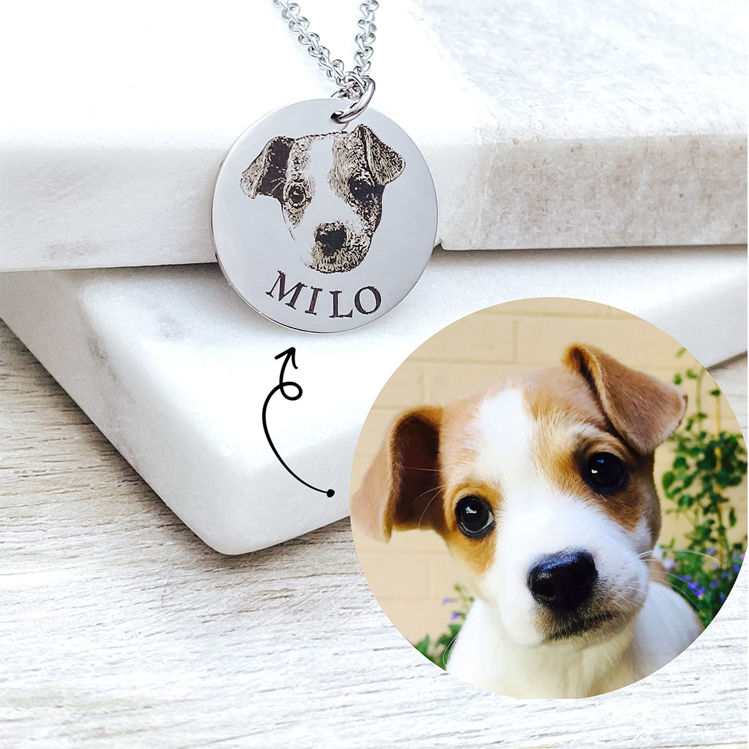 Custom Pet Face Portrait Necklace