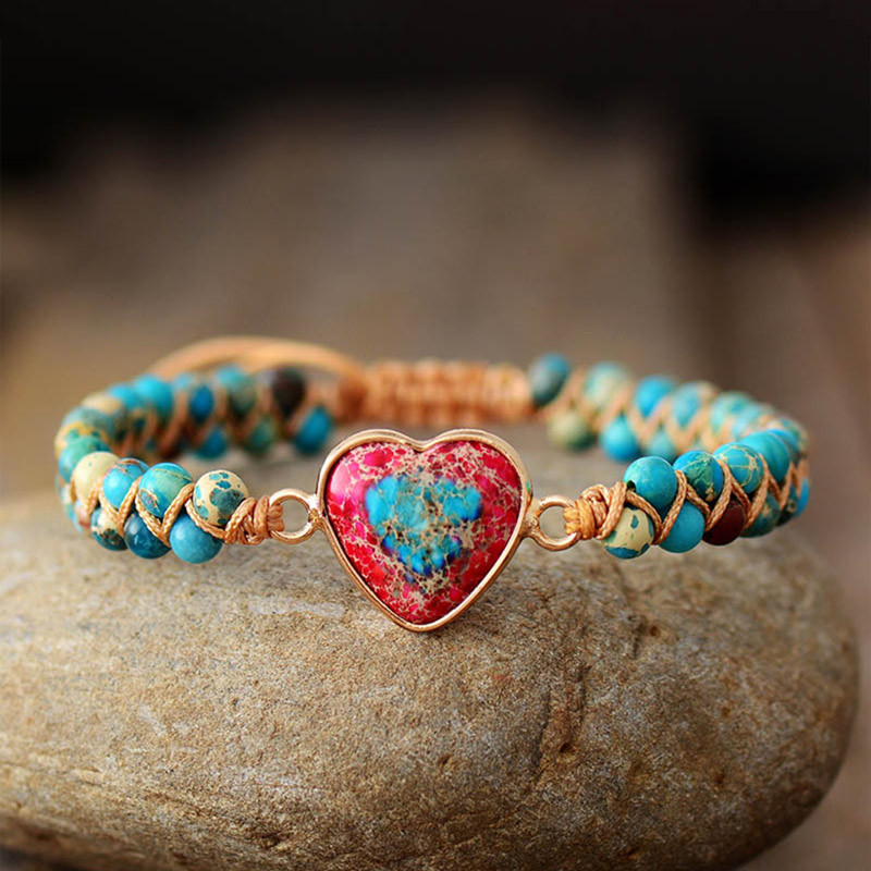 For Daughter - We Are Forever Linked Together Heart Beads Bracelet