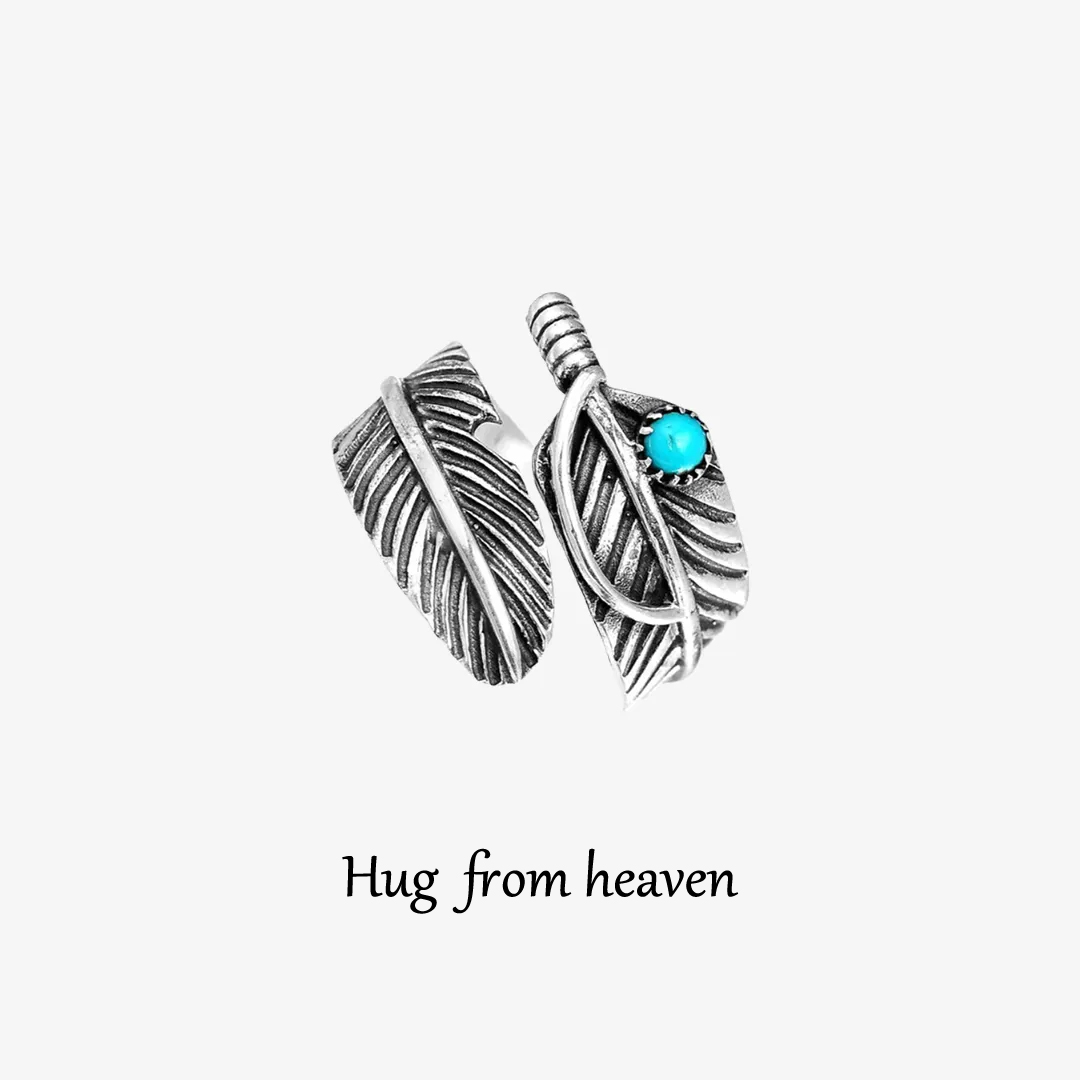 For Memorial- Always Remember I’m Sending You My Love Feather Turquoise Ring