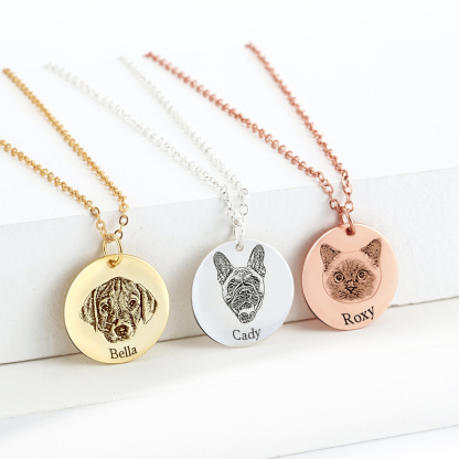 Custom Pet Face Portrait Necklace