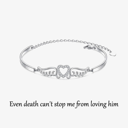 For Memorial - Even Death Can't Stop Me From Loving Him Wings Bracelet