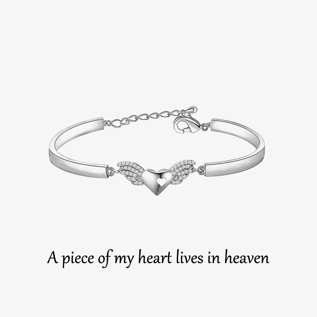 A Piece Of My Heart Lives In Heaven Heart Wings Bracelet