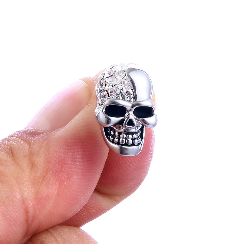 Half Diamond Skull Stud Earrings