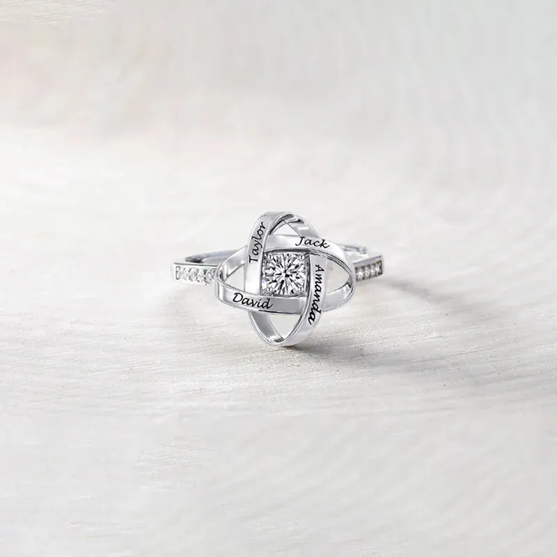 For Mother - S925 Custom Name Knot Ring