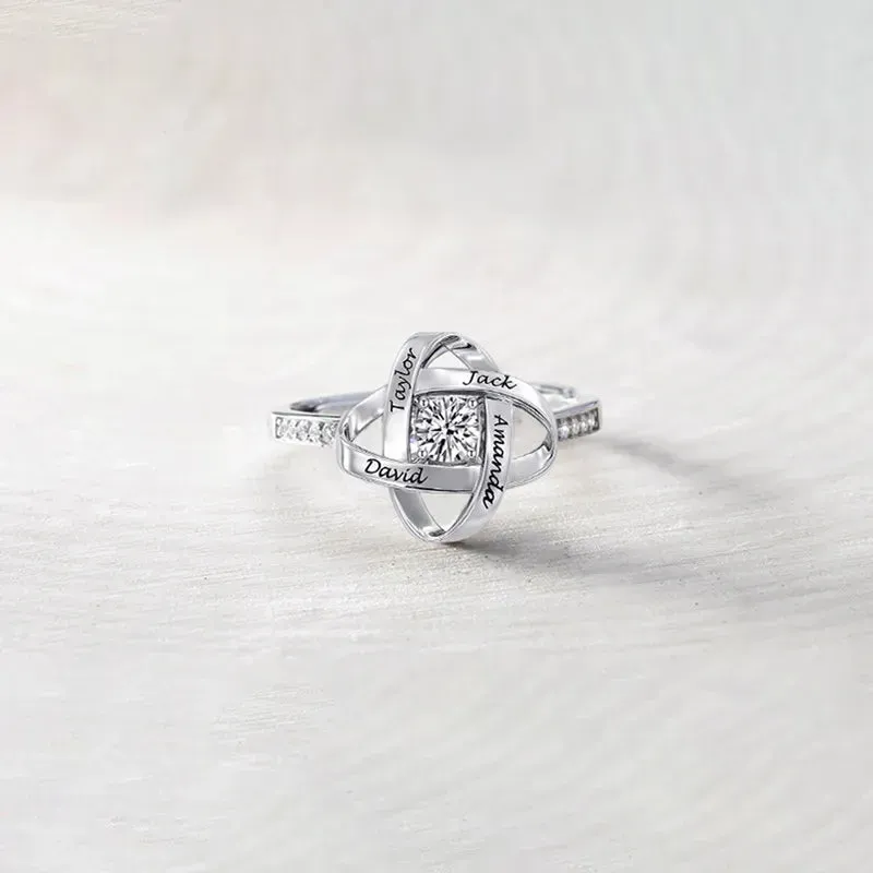 For Mother - S925 Custom Name Knot Ring