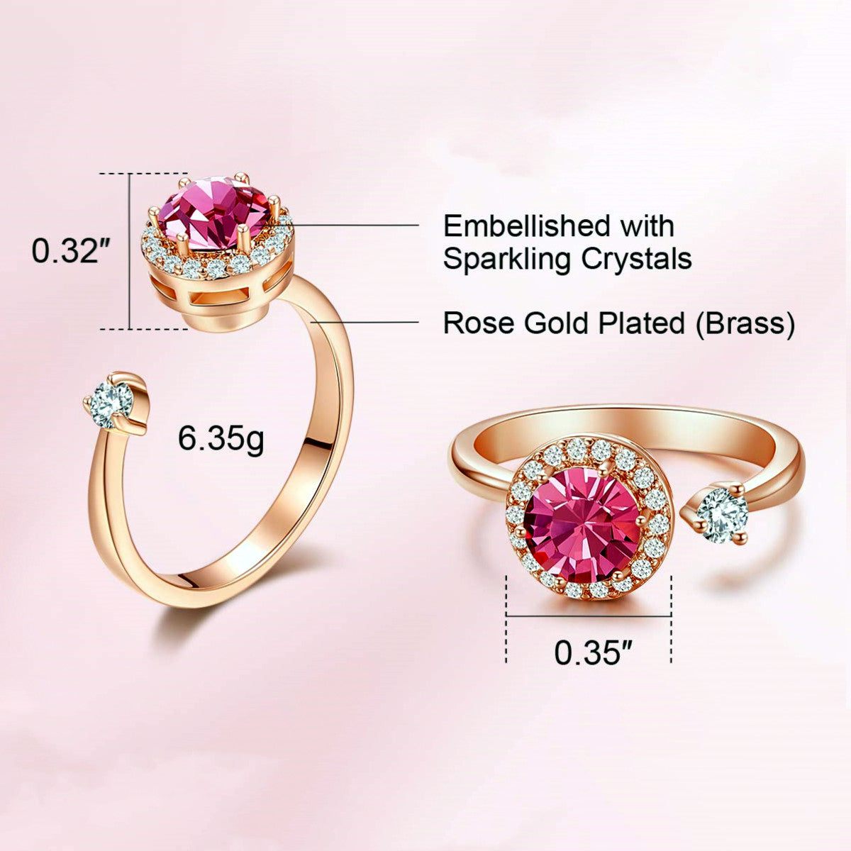 S925 Drive Away Your Anxiety Crystal Fidget Ring