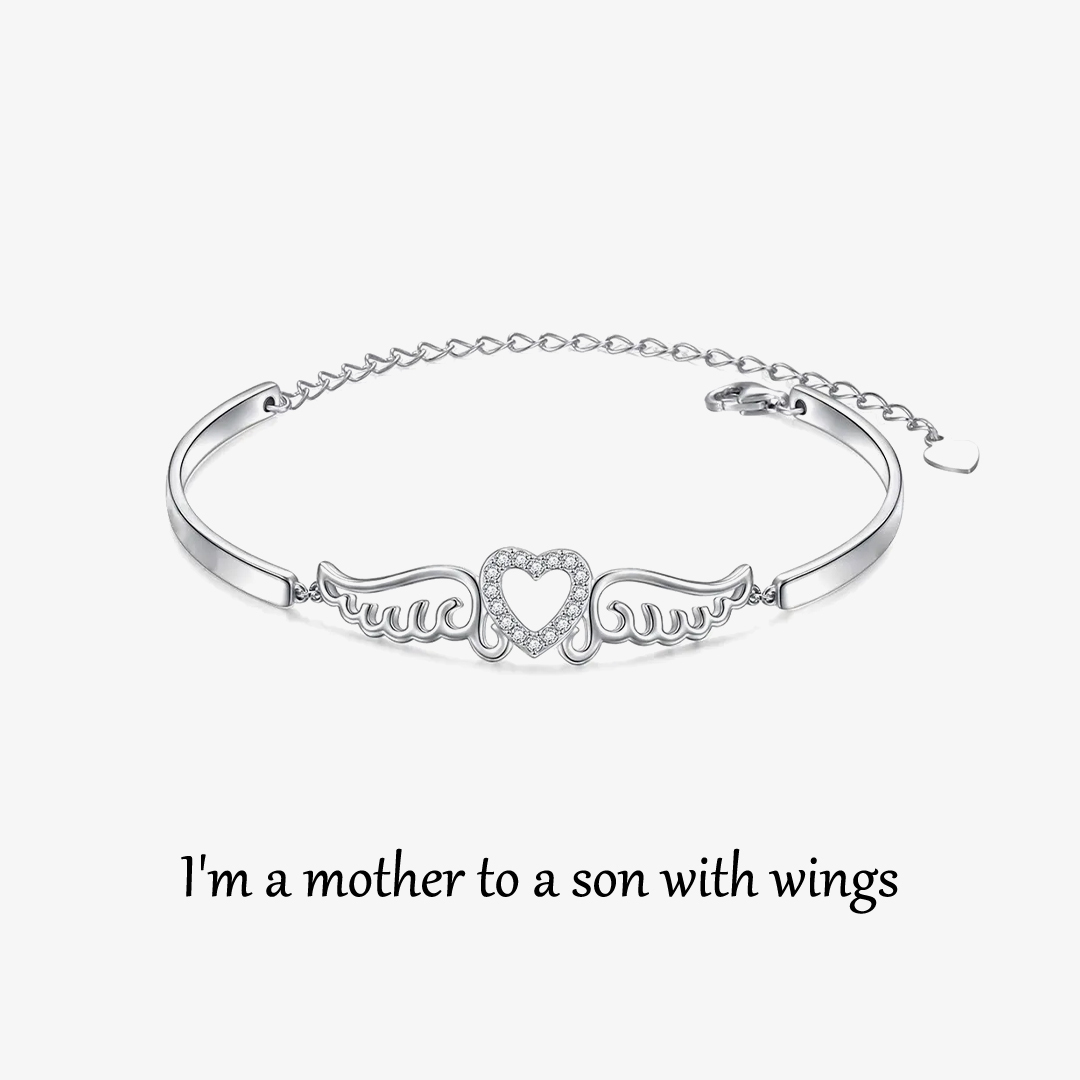 For Memorial - I Am A Mother To A Son With Wings Wings Bracelet