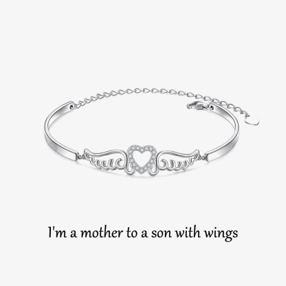For Memorial - I Am A Mother To A Son With Wings Wings Bracelet