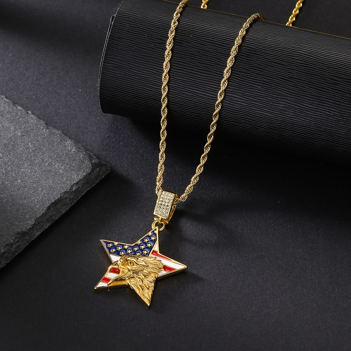 American Eagle US Flag Necklace