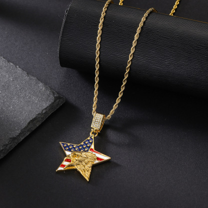 American Eagle US Flag Necklace