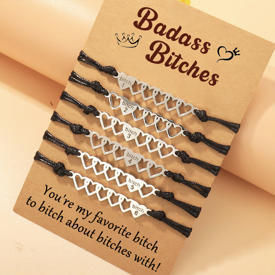 For Friend - Badass Bitches Heart Braided Bracelet